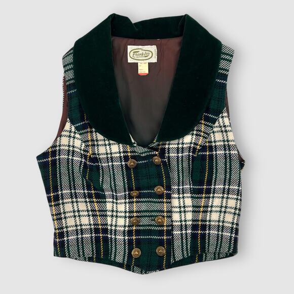 70s True Vintage Frank Lee of California Plaid Wool Academia Vest Size - Picture 1 of 7